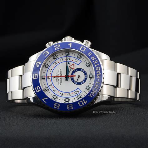 rolex yacht master ii white dial blue bezel stainless replica|yacht master rolex blue face.